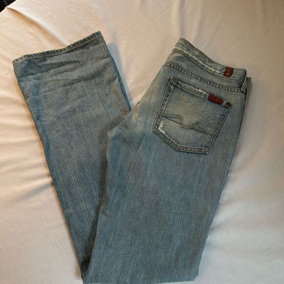 Seven for all Mankind denim straight leg bootcut medium wash jeans 31 - Picture 1 of 9